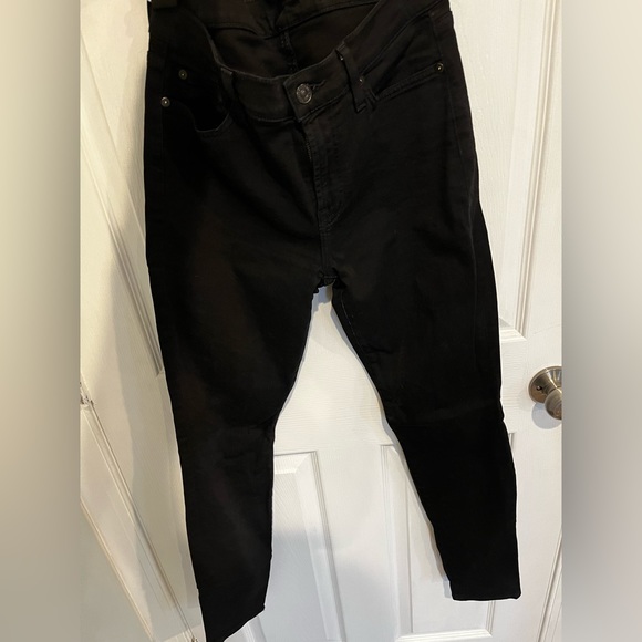 7 FOR ALL MANKIND BLACK MID RISE SKINNY JEANS Size 28 - Picture 2 of 7